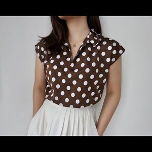 Vintage 60’s Brown&White Polka Dot Blouse